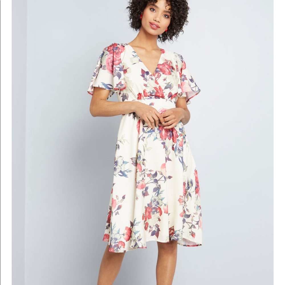 Ivory dress with floral print
